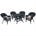 Propation 5 Piece Black Wicker Dining Set - Tan Cushions PR1081235